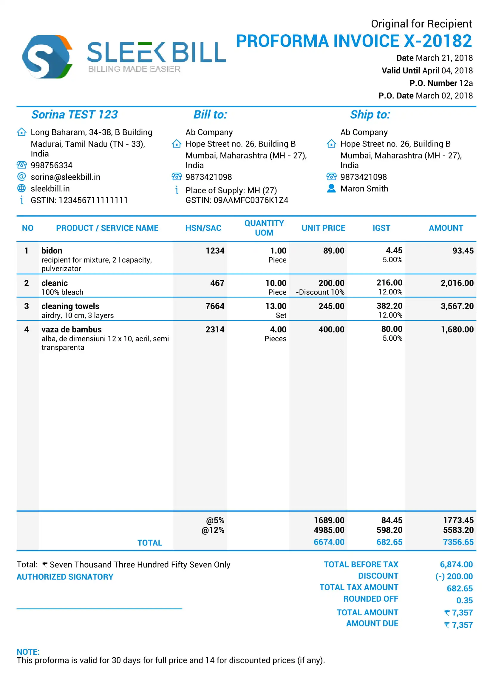 GST Proforma