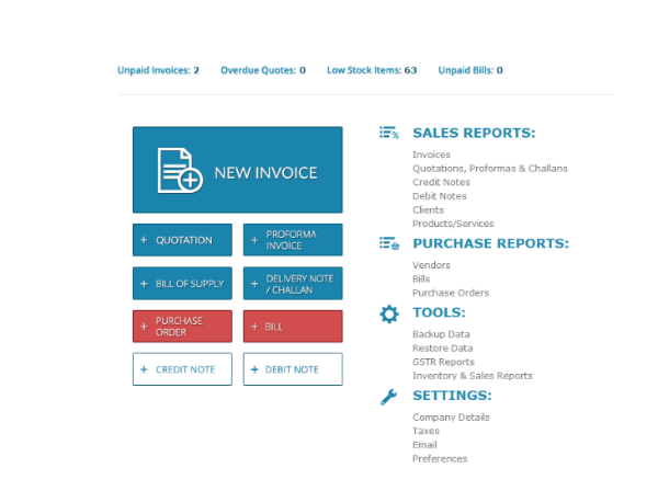 Dashboard export invoice