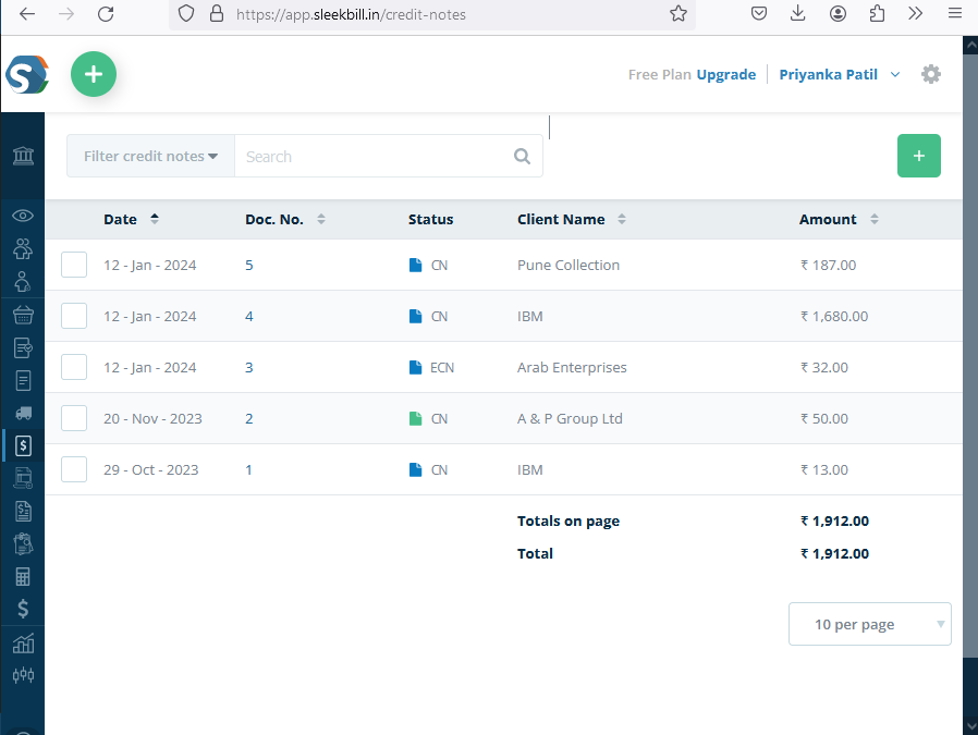 Partywise-Credit-Note